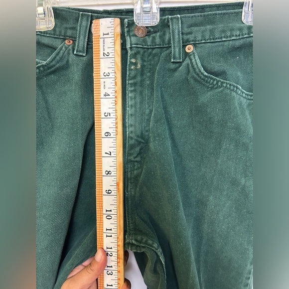 LEVI’S 912 Vtg 80s USA MADE Slim Fit Tapered Leg Orange tag Green Jeans tag 11 M - Picture 11 of 12
